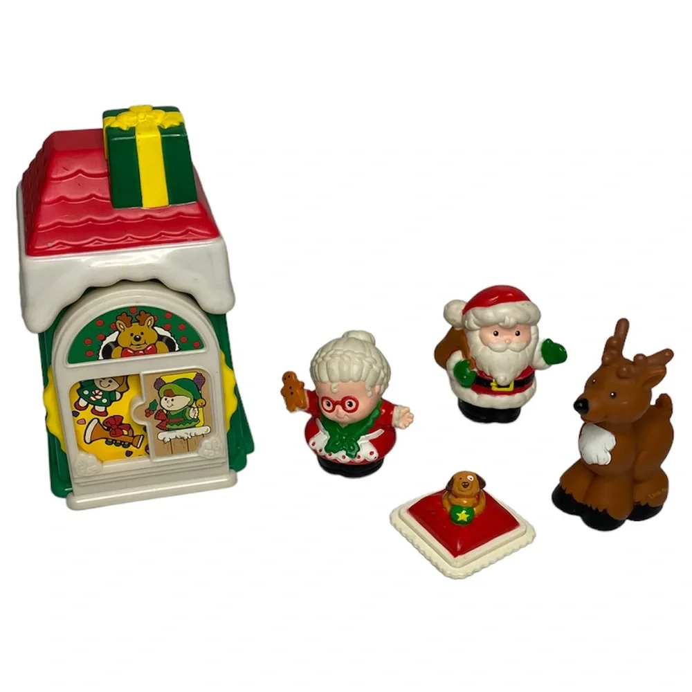 Little People Vintage Fisher Price Christmas Shop Santa Mrs Claus Reindeer Y2K